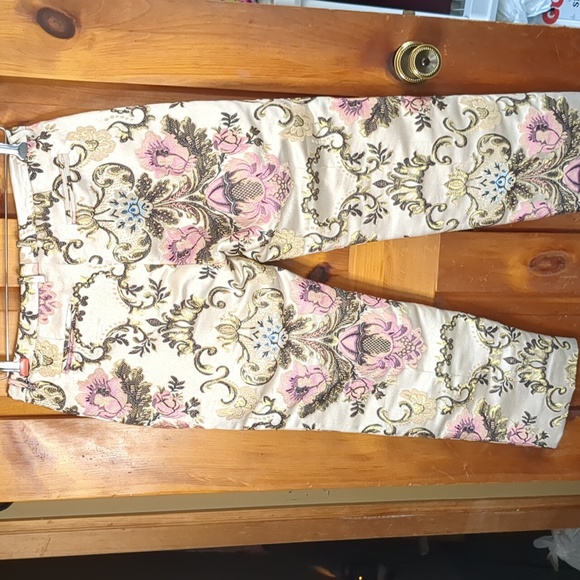 PINK TARTAN* Made in Canada faux back pkt w/ belt loops brocade pants - Picture 7 of 9